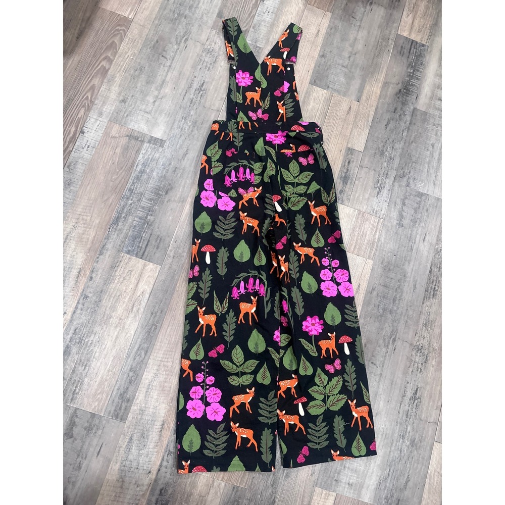 Princess Highway Woodland Deer Mushroom Wide Leg Overalls Black Pink Womens 6 - Picture 4 of 8